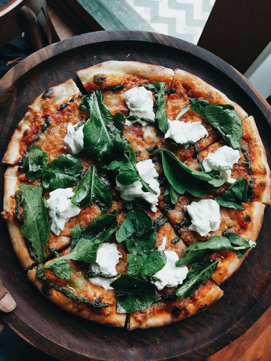 Gourmet pizza in a cast iron pan